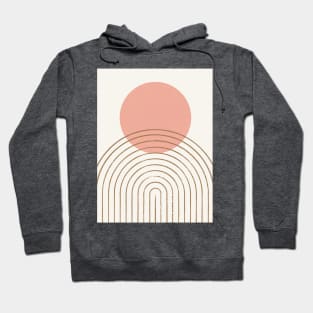 Pink Sun Rainbow Abstract - Mid century modern Hoodie